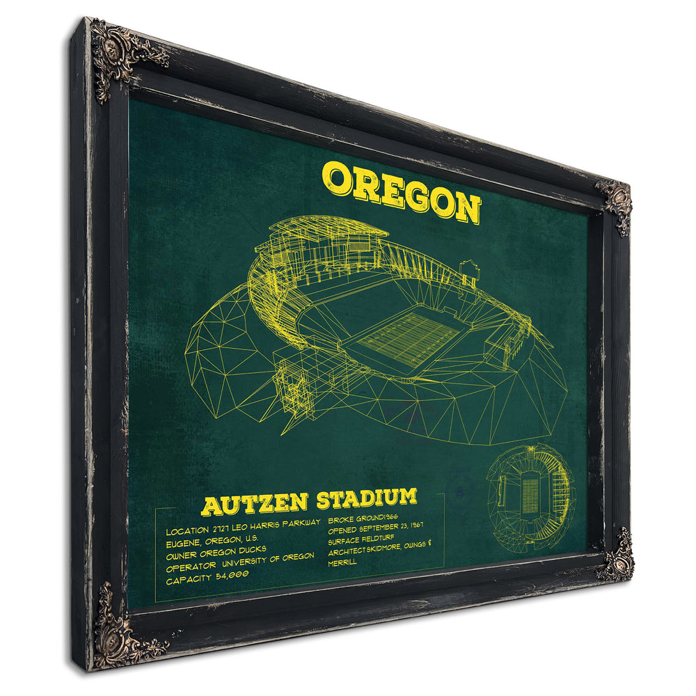 Vintage Autzen Stadium Blueprint - Oregon Ducks Football Print