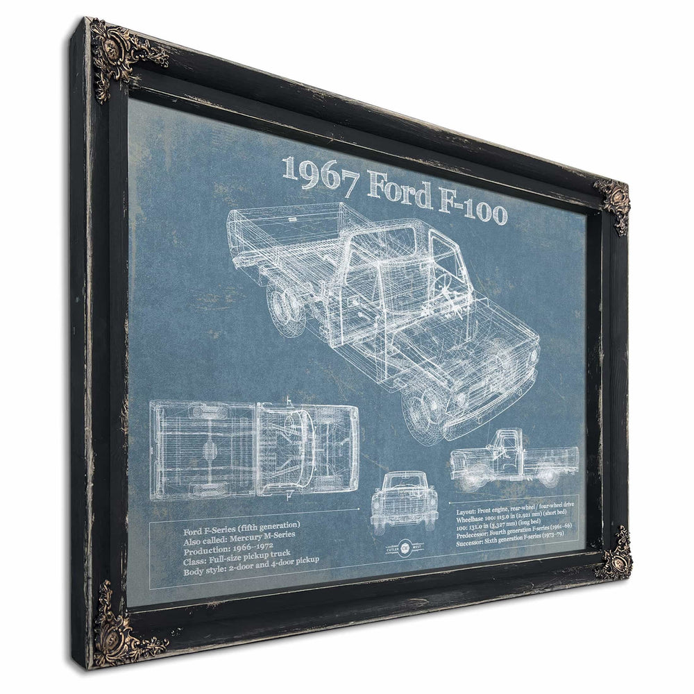 1967 Ford F-100 Vintage Blueprint Auto Print
