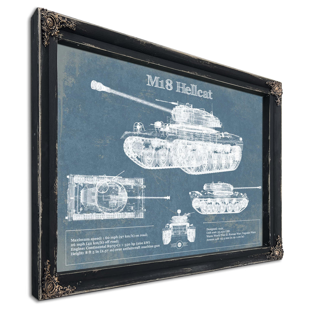 M18 Hellcat Army Color Vintage Blueprint Print