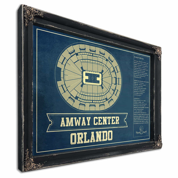 Orlando Magic Amway Center Vintage Basketball Blueprint NBA Print