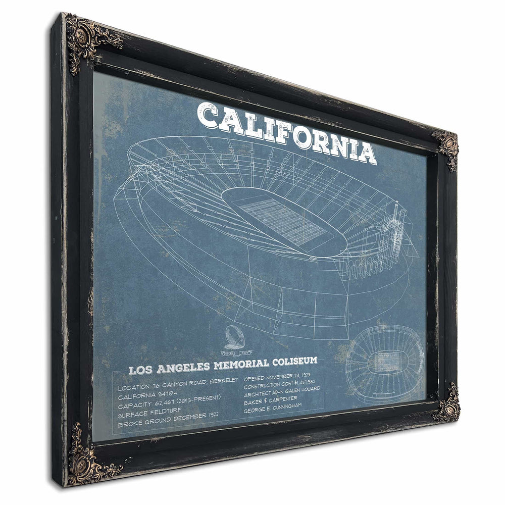 California Memorial Stadium Art - University of California Bears Vintage Stadium & Blueprint Art Print