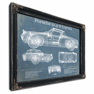 1970 Porsche 914-6 Vintage Blueprint Auto Print