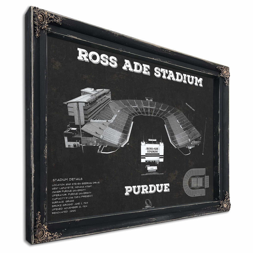 Purdue Boilermakers - Ross-Ade Vintage Football Stadium Blueprint Art Print