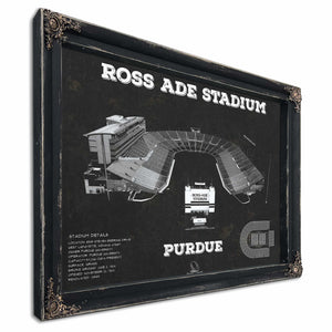 Purdue Boilermakers - Ross-Ade Vintage Football Stadium Blueprint Art Print