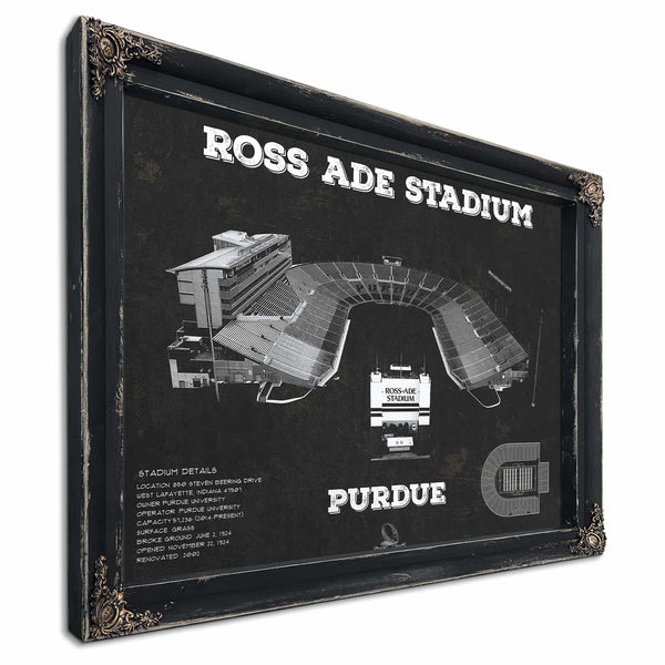 Purdue Boilermakers - Ross-Ade Vintage Football Stadium Blueprint Art Print