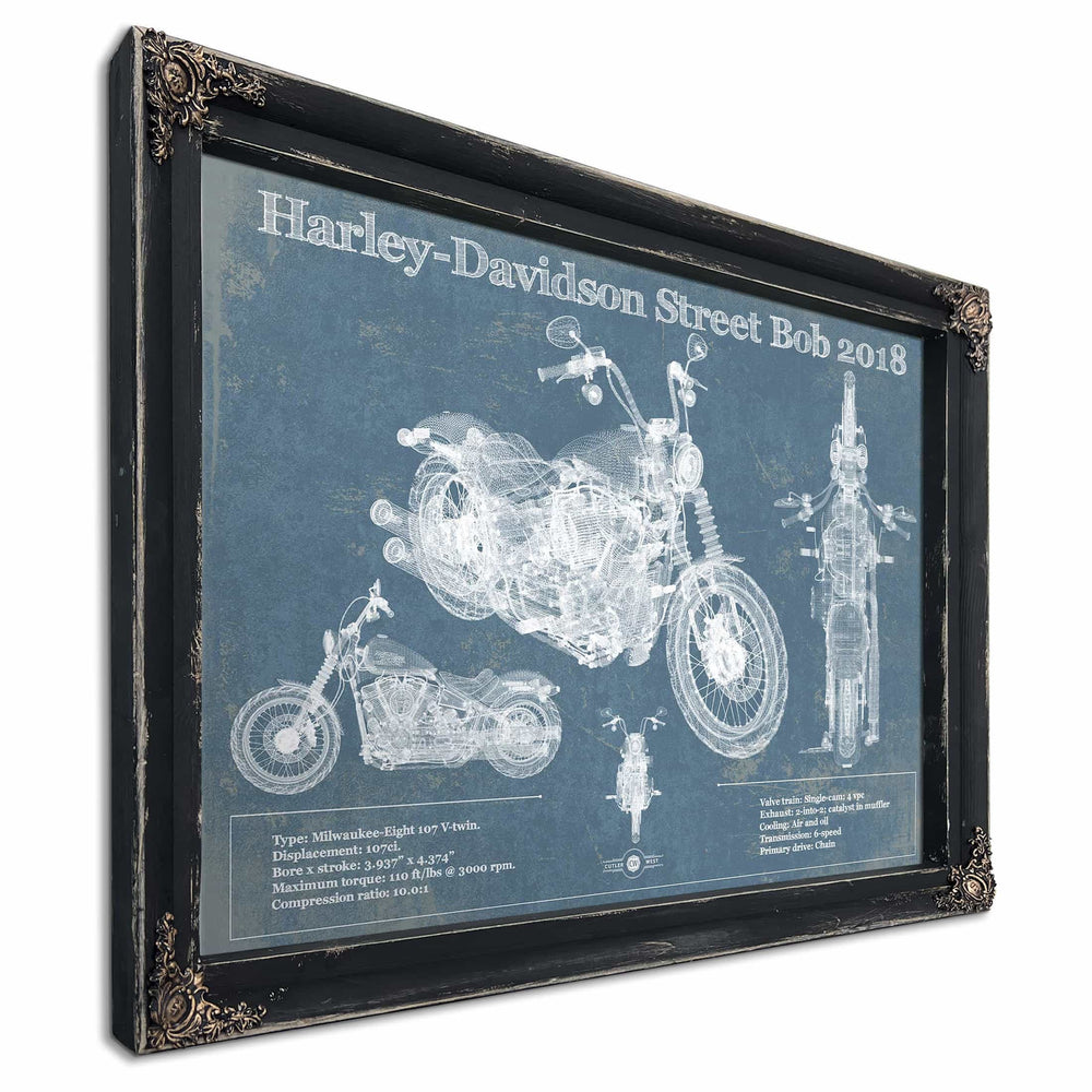 Harley-Davidson Street Bob 2018 Blueprint Motorcycle Patent Print