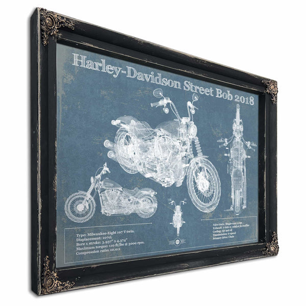 Harley-Davidson Street Bob 2018 Blueprint Motorcycle Patent Print