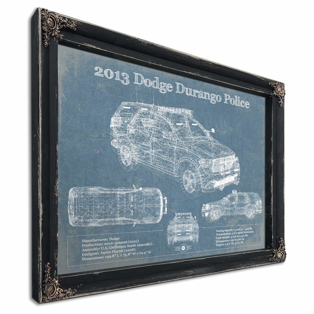 2013 Dodge Durango Police Blueprint Vintage Auto Print