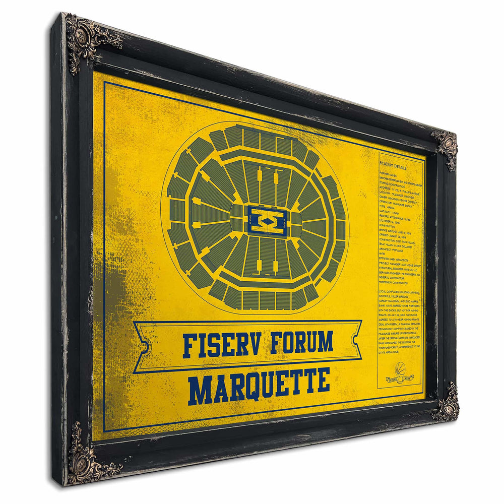 Fiserv Forum Marquette Golden Eagles Team Colors NCAA Vintage Art Print