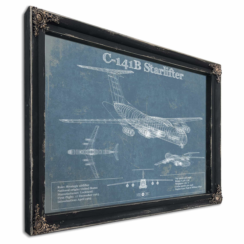 C-141B Starlifter Vintage Aviation Blueprint Military Print