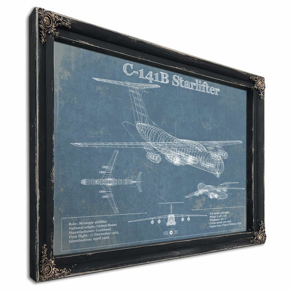 C-141B Starlifter Vintage Aviation Blueprint Military Print