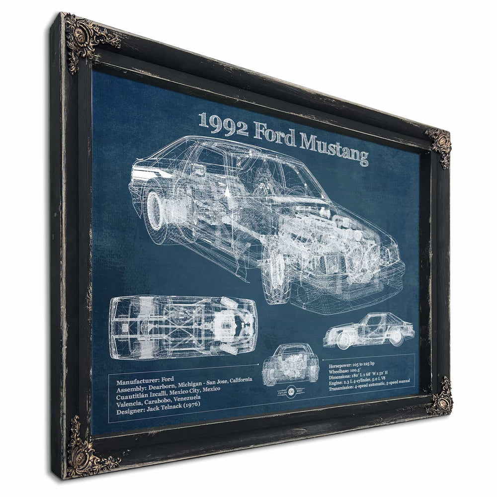 1992 Ford Mustang Fox body - Big Block Ford Twin Turbo Drag Car Original Blueprint Art