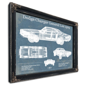 Dodge Charger (Mk2) (B Body) General Lee 1969 Vintage Blueprint Auto Print
