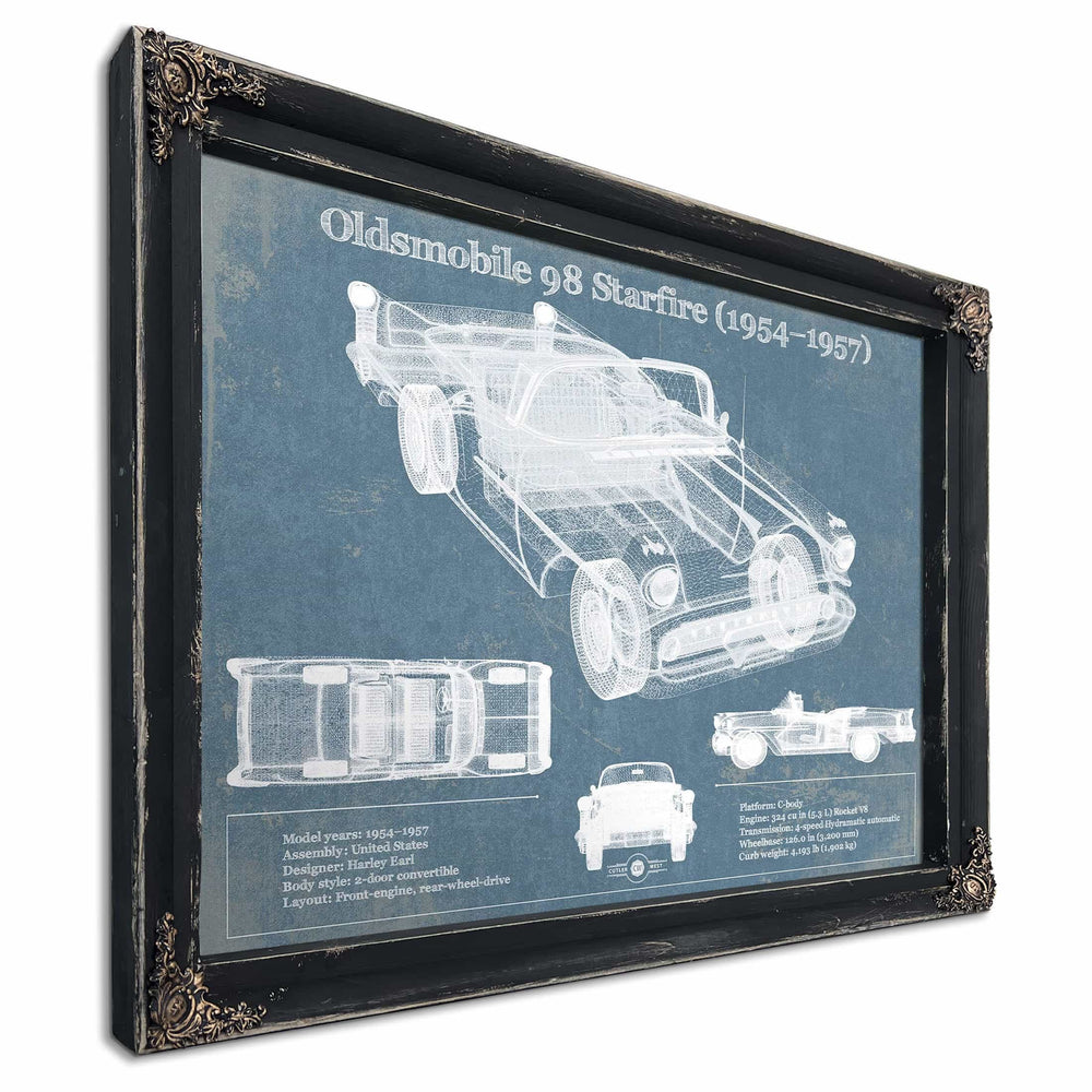 Oldsmobile 98 Starfire (1954–1957) Convertible Blueprint Vintage Auto Print