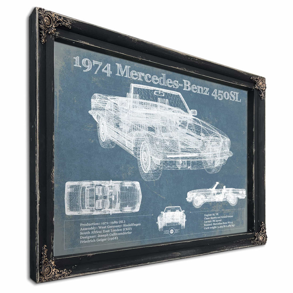 1974 Mercedes Benz 450SL Original Blueprint Art