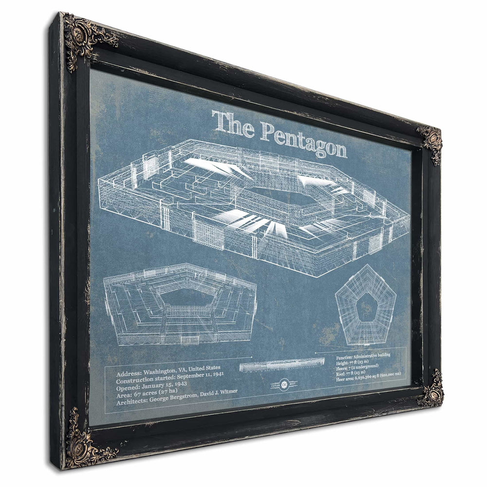The Pentagon Vintage Blueprint Building Print