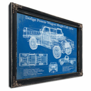 Dodge Power Wagon Single Cab 1964 Vintage Blueprint Auto Print