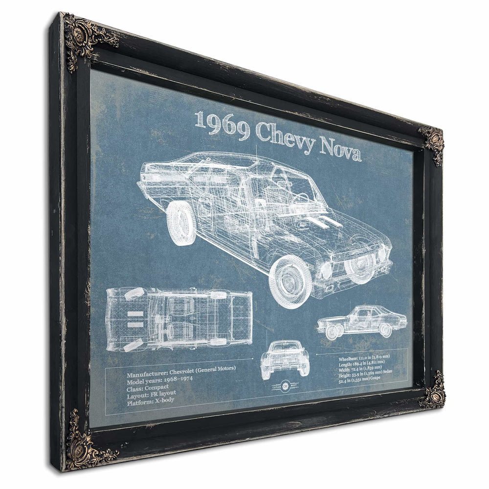 1969 Chevrolet Nova SS Blueprint Vintage Auto Patent Print