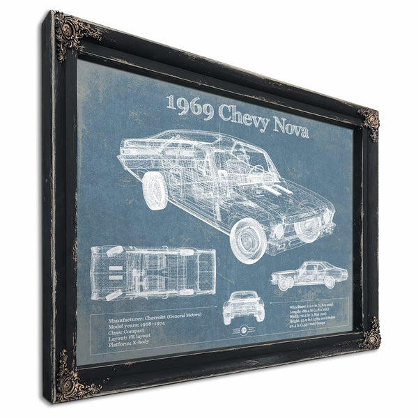 1969 Chevrolet Nova SS Blueprint Vintage Auto Patent Print