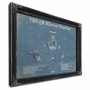 OH-58 Kiowa Warrior Helicopter Vintage Aviation Blueprint Military Print