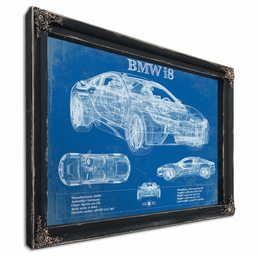 BMW I8 Vintage Blueprint Auto Print