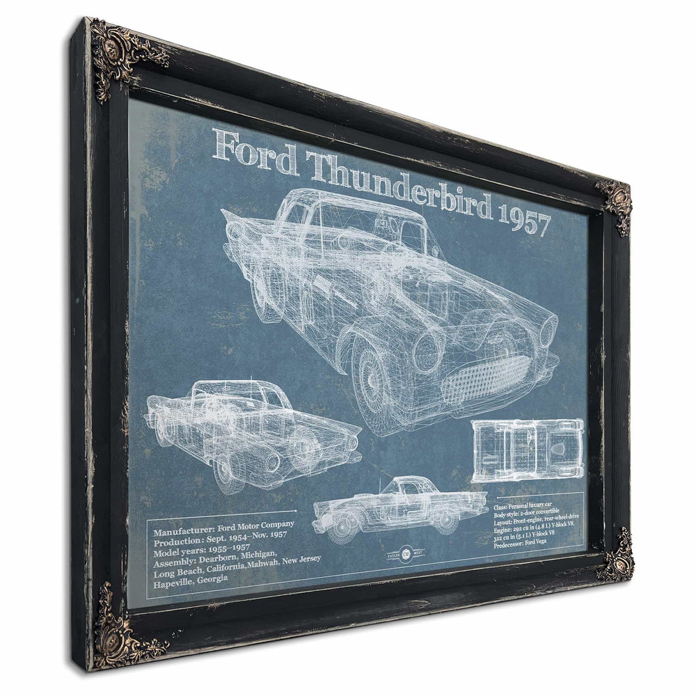 Ford Thunderbird 1957 Blueprint Vintage Auto Print
