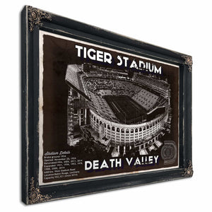 Tiger Stadium Art - LSU Tigers Vintage Stadium & Blueprint Art Print