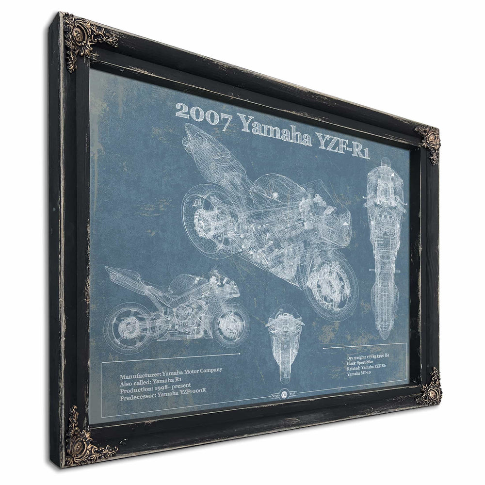 2007 Yamaha YZF-R1 Blueprint Motorcycle Patent Print