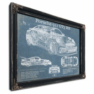 Porsche 911 GT3 RS Vintage Blueprint Auto Print