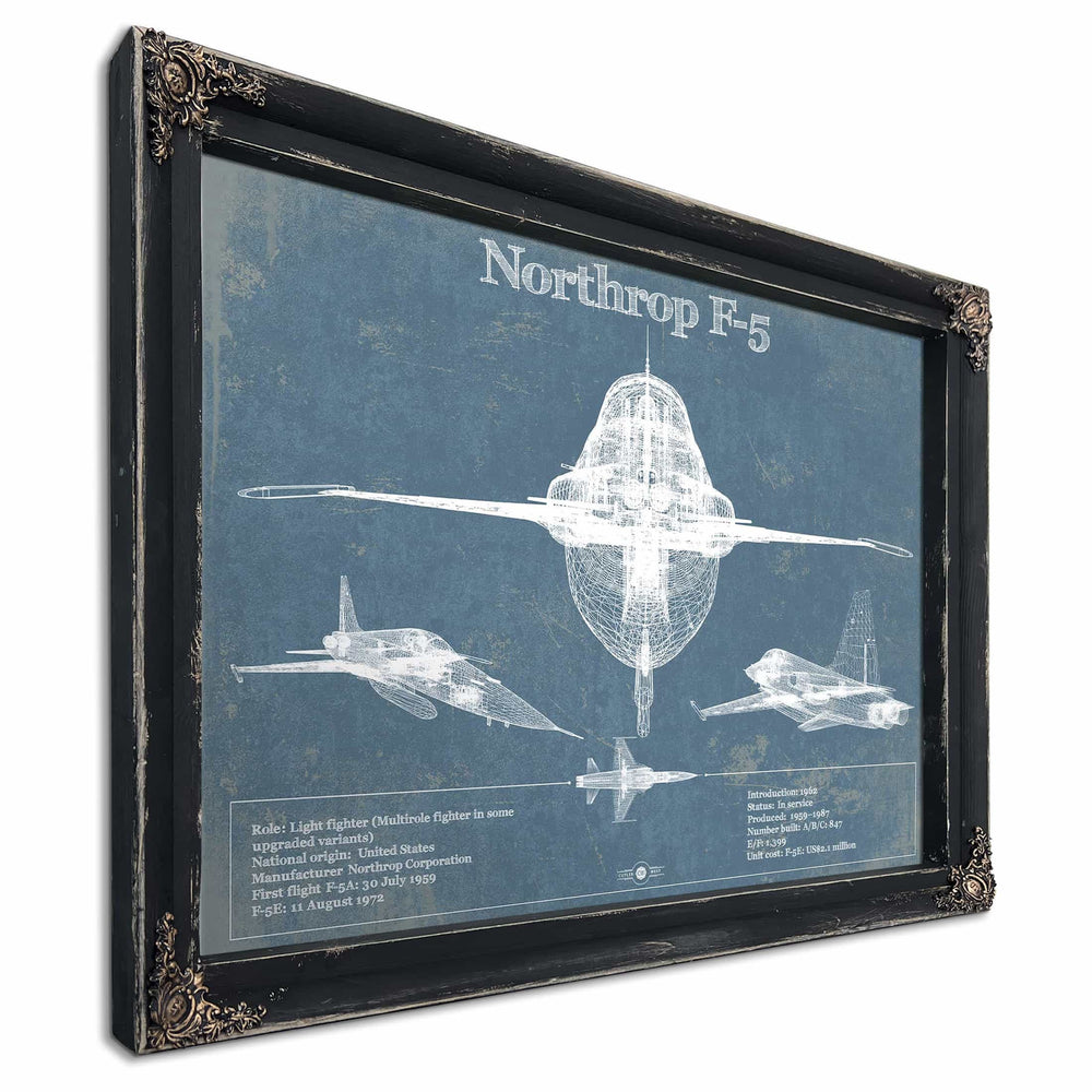 Northrop F-5 Aircraft Blueprint Original Military Wall Art