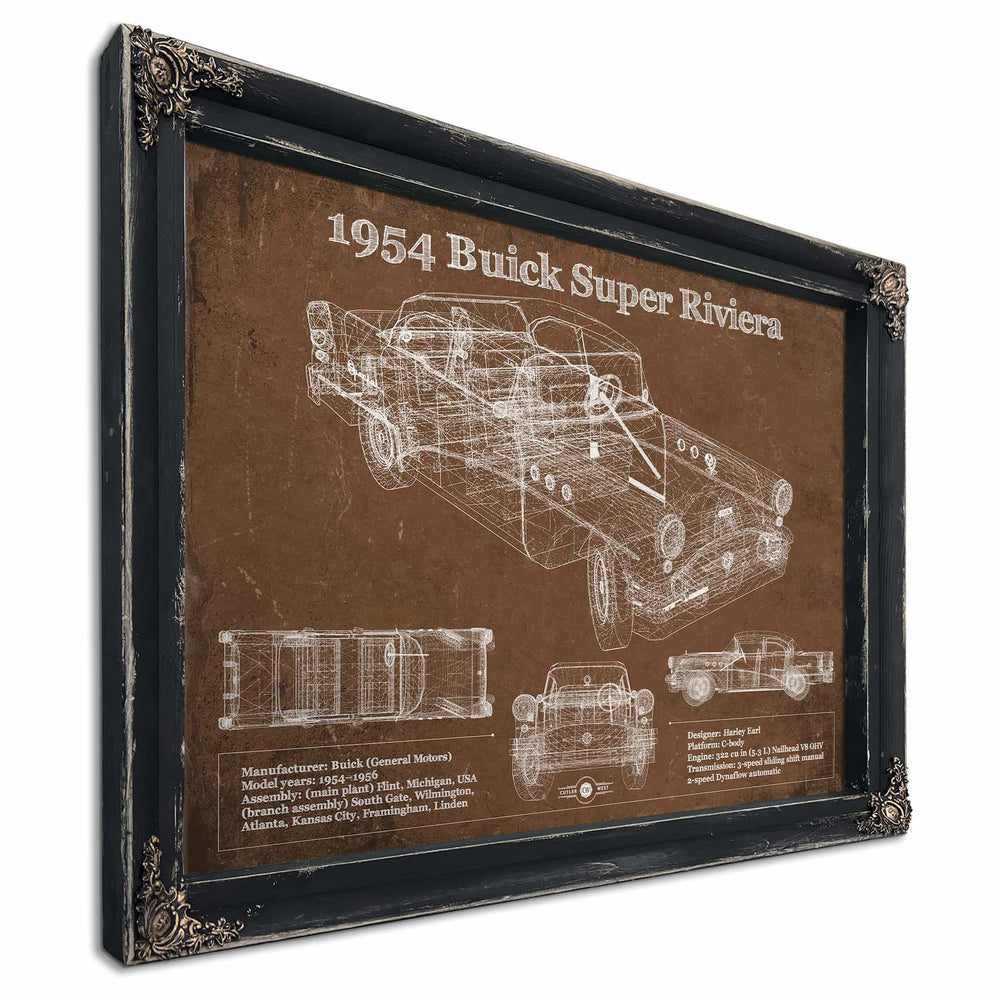 1954 Buick Super Riviera Vintage Blueprint Auto Print