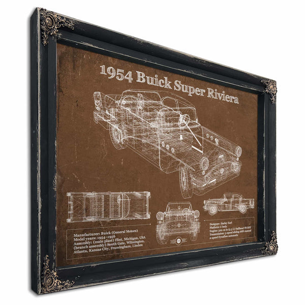 1954 Buick Super Riviera Vintage Blueprint Auto Print
