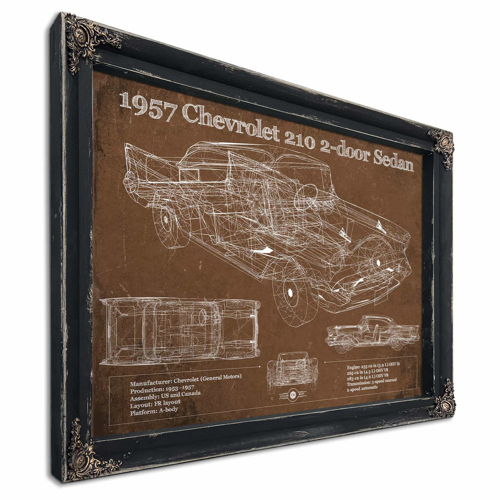 1957 Citroen 2Cv Vintage Blueprint Auto Print