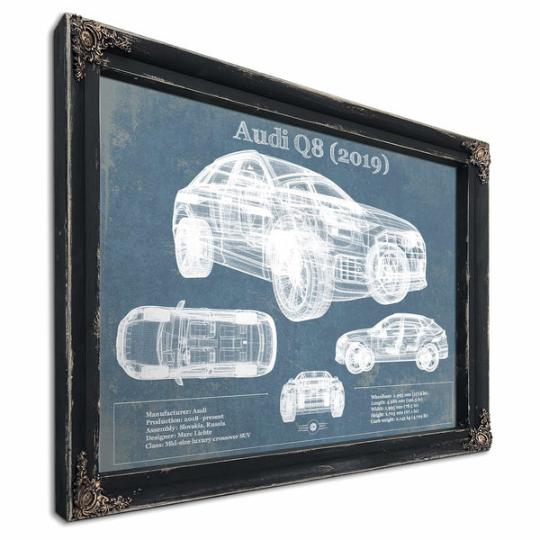 Audi Q8 (2019) Blueprint Vintage Auto Print
