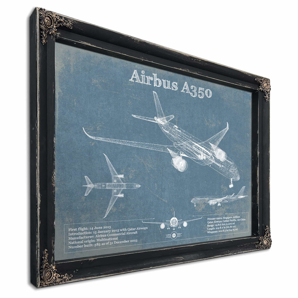 Airbus A350 Vintage Aviation Blueprint Print