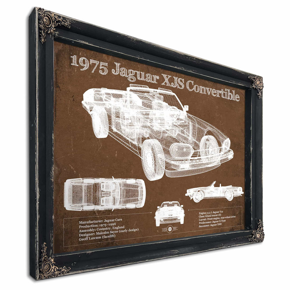 1975 Jaguar Xjs Convertible Vintage Blueprint Auto Print