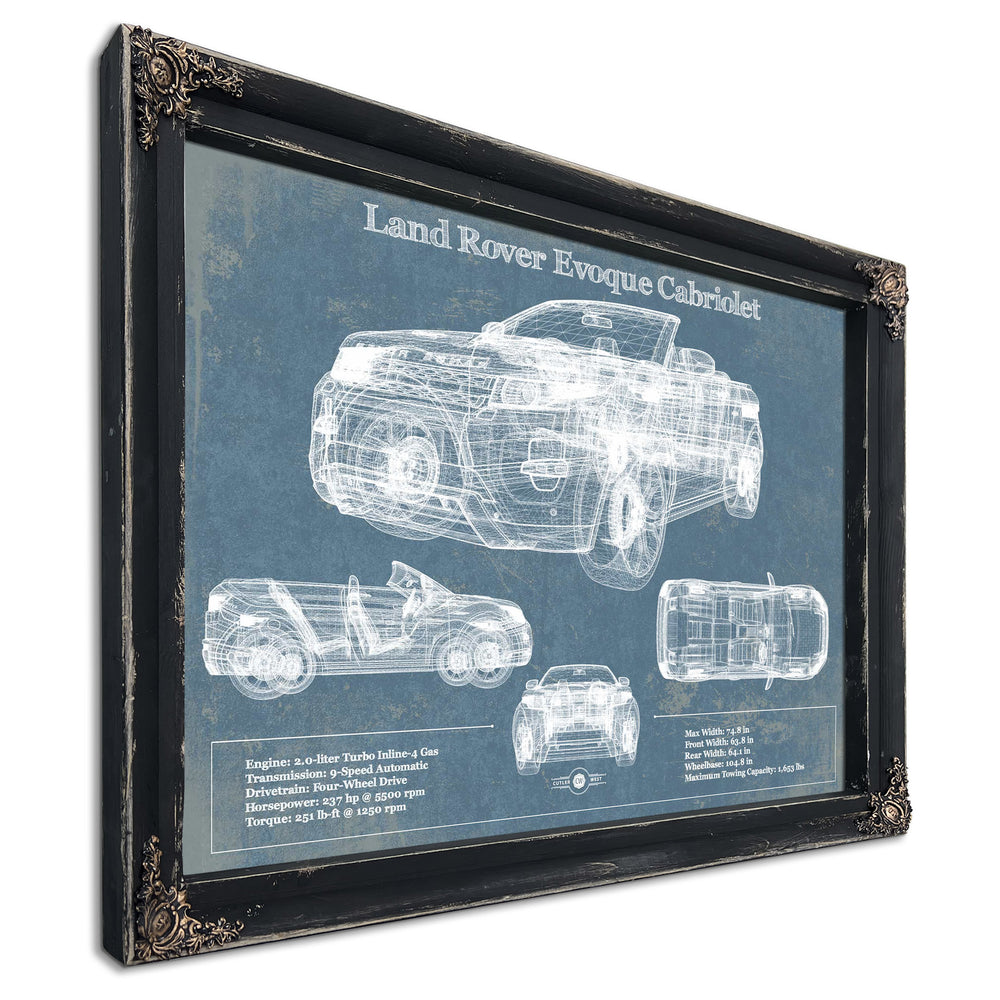 Land Rover Evoque Cabriolet Blueprint Vintage Auto Print