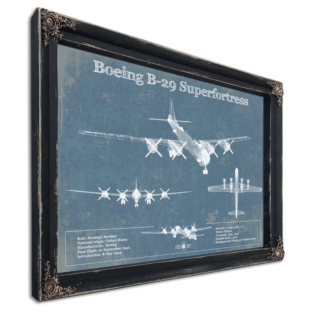 Boeing B-29 Superfortress Patent Blueprint Original Military Wall Art
