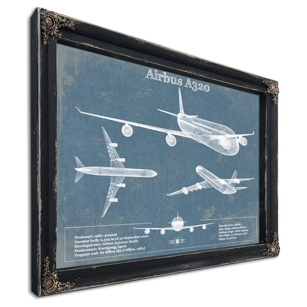 Airbus A320 Vintage Aviation Blueprint Print