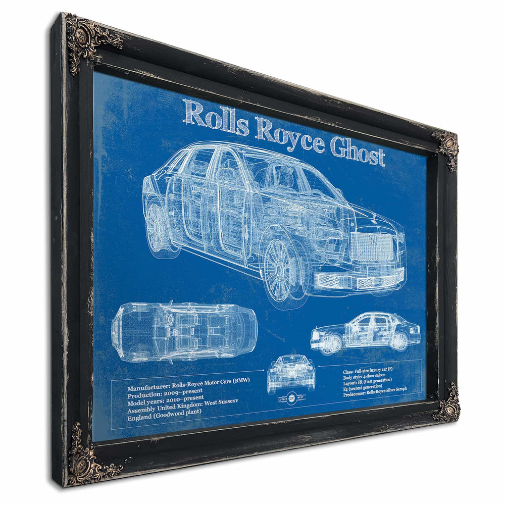 Rolls Royce Ghost 2018 Vintage Blueprint Auto Print