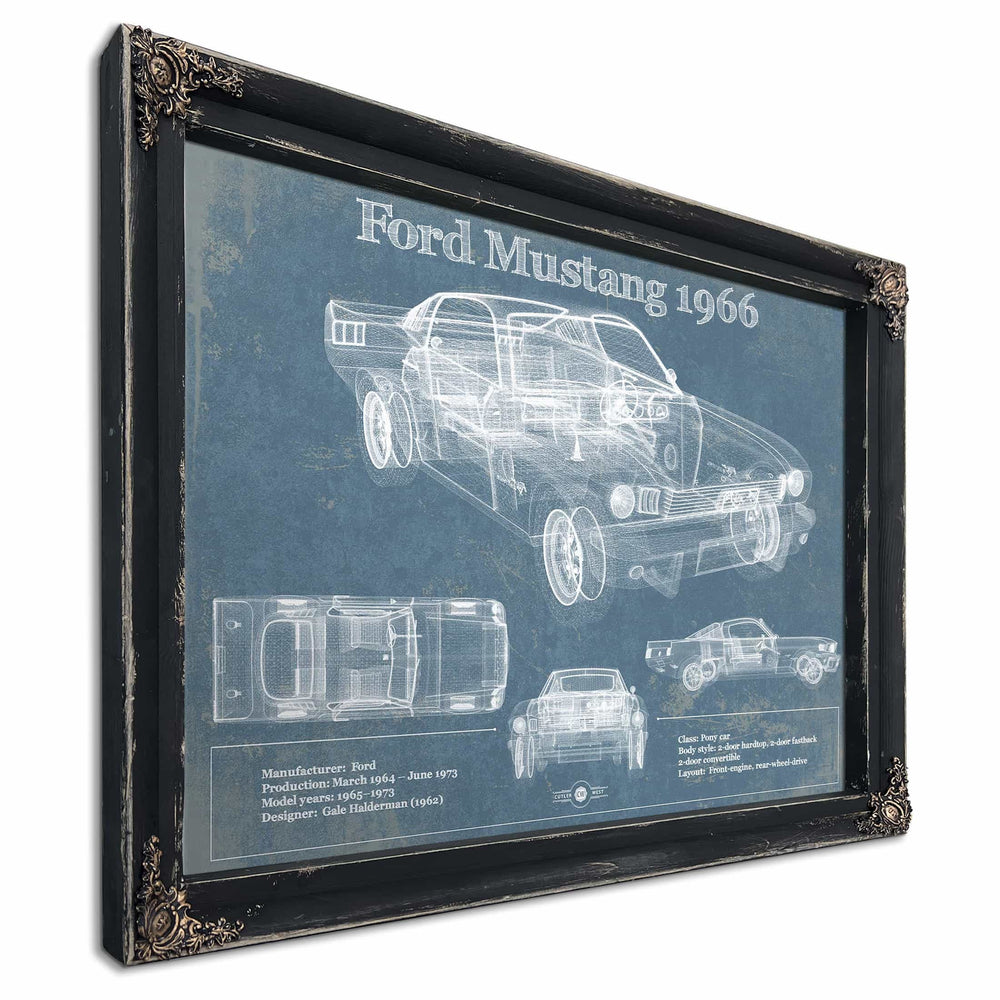 Ford Mustang 1966 Convertible Original Blueprint Art