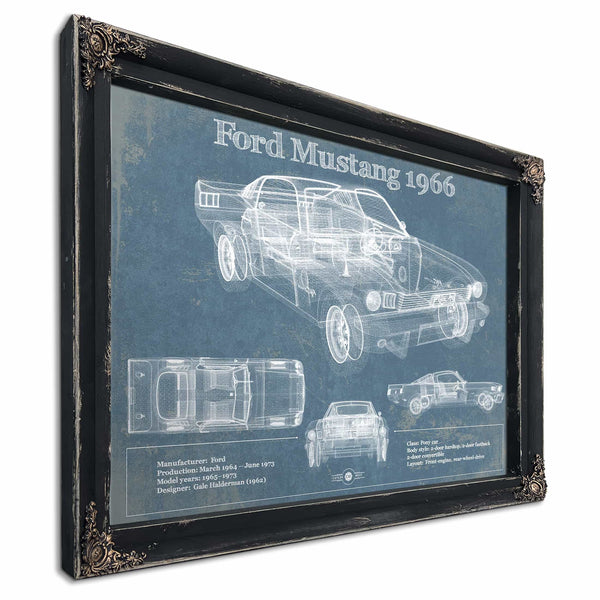 Ford Mustang 1966 Convertible Original Blueprint Art