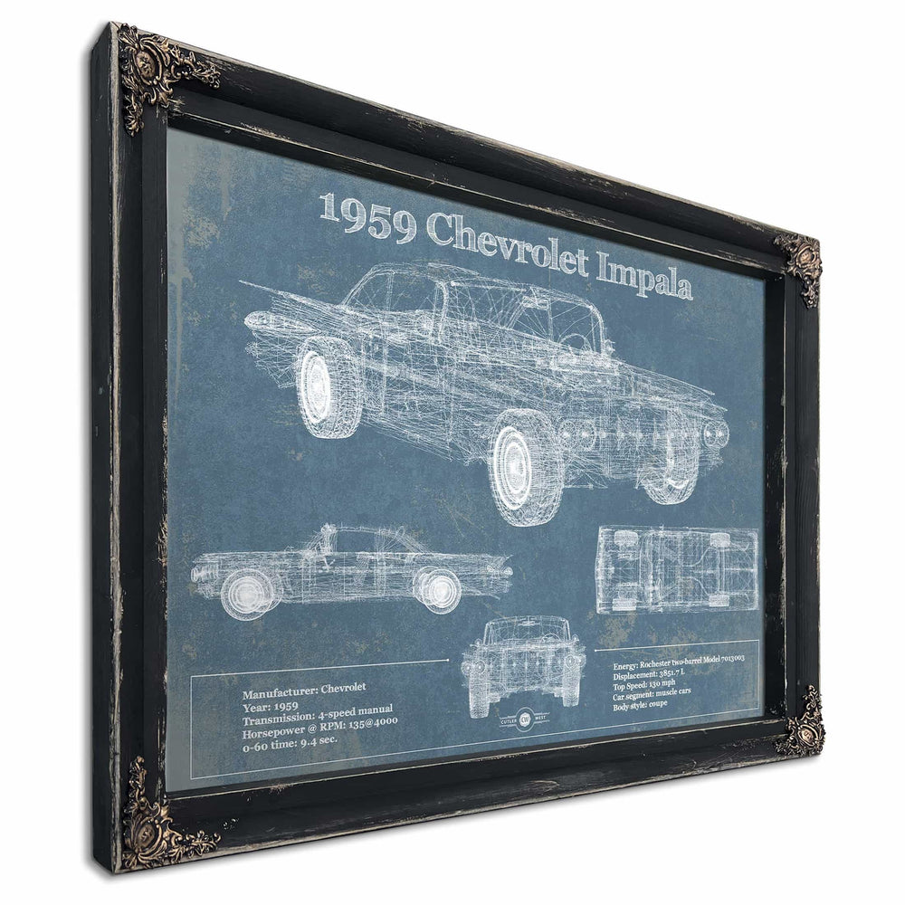 1959 Chevrolet Impala Blueprint Vintage Auto Print