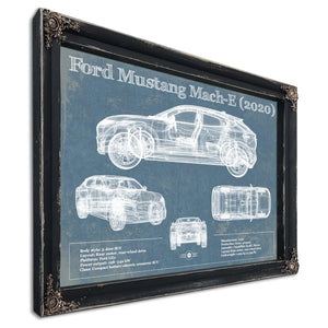 Ford Mustang Mach-E 2020 Blueprint Vintage Auto Print