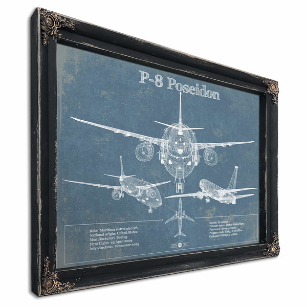 P-8A Poseidon Aircraft Blueprint Original Military Wall Art