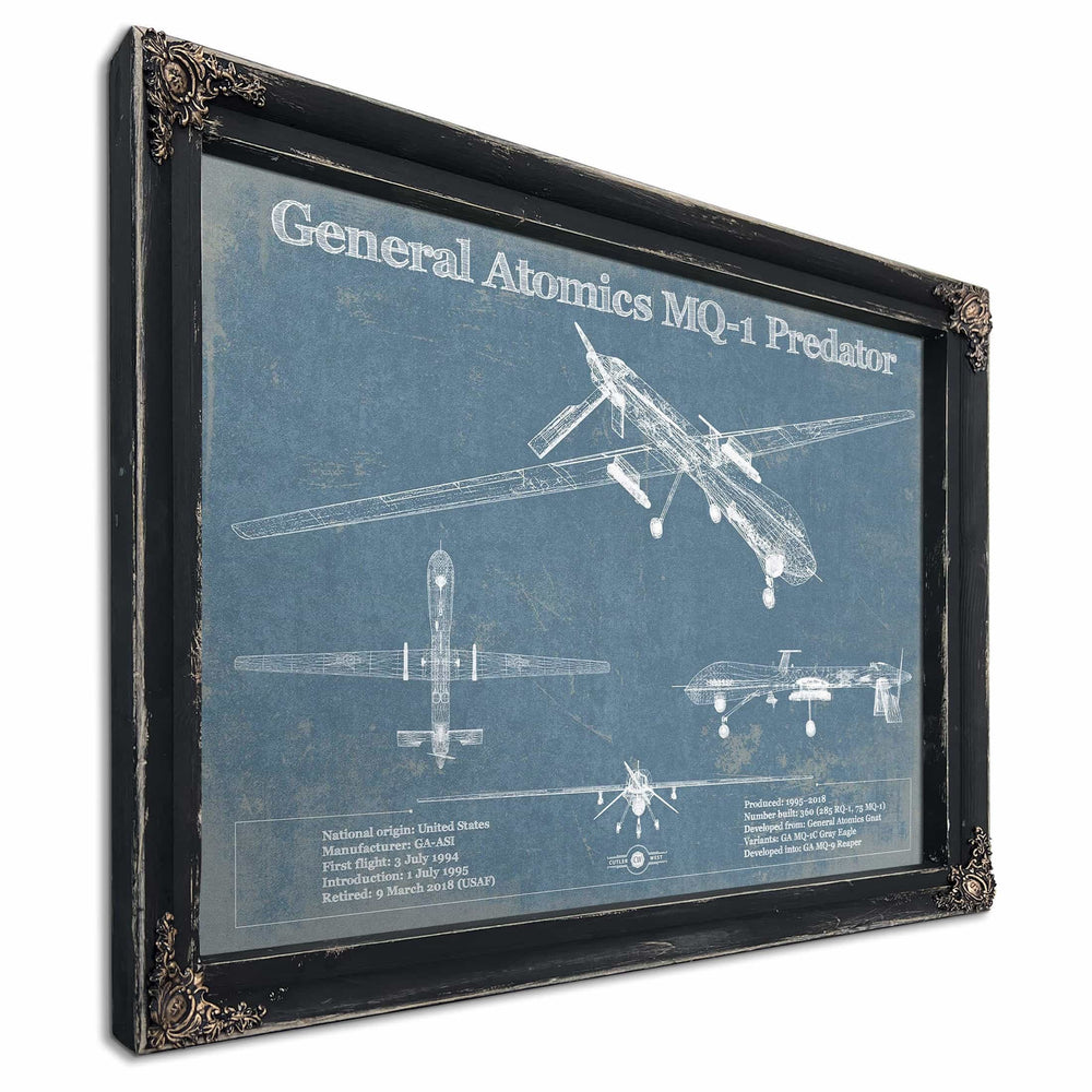 General Atomics MQ-1 Predator Vintage UAV Blueprint Military Print