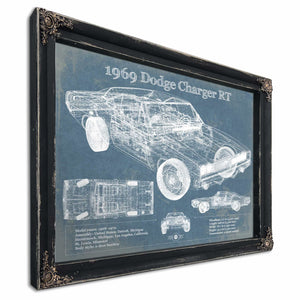 1969 Dodge Charger R/T Blueprint Vintage Auto Print