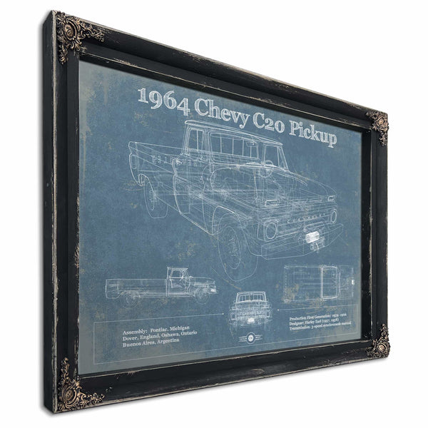 1964 Chevrolet C20 Pickup Vintage Blueprint Auto Print