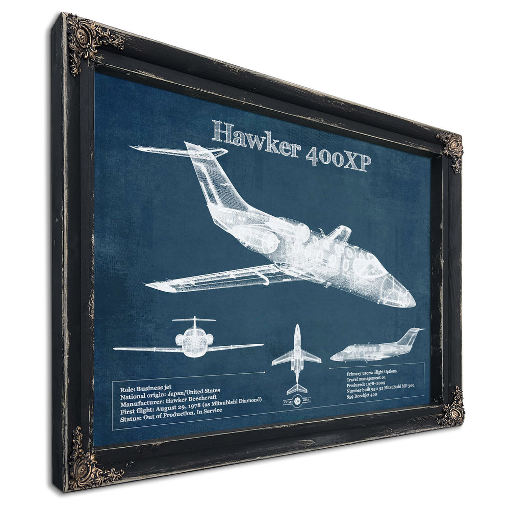 Hawker 400XP Vintage Blueprint Airplane Print
