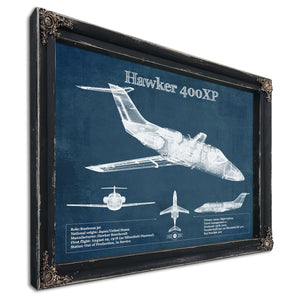 Hawker 400XP Vintage Blueprint Airplane Print